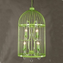Vintage Iron Cage Staircase Lamp Chandelier Crystal A
