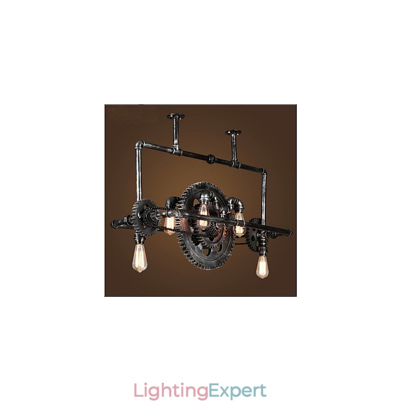 Iron Pipe Chandelier Industrial Wind gear Hanging Lamp