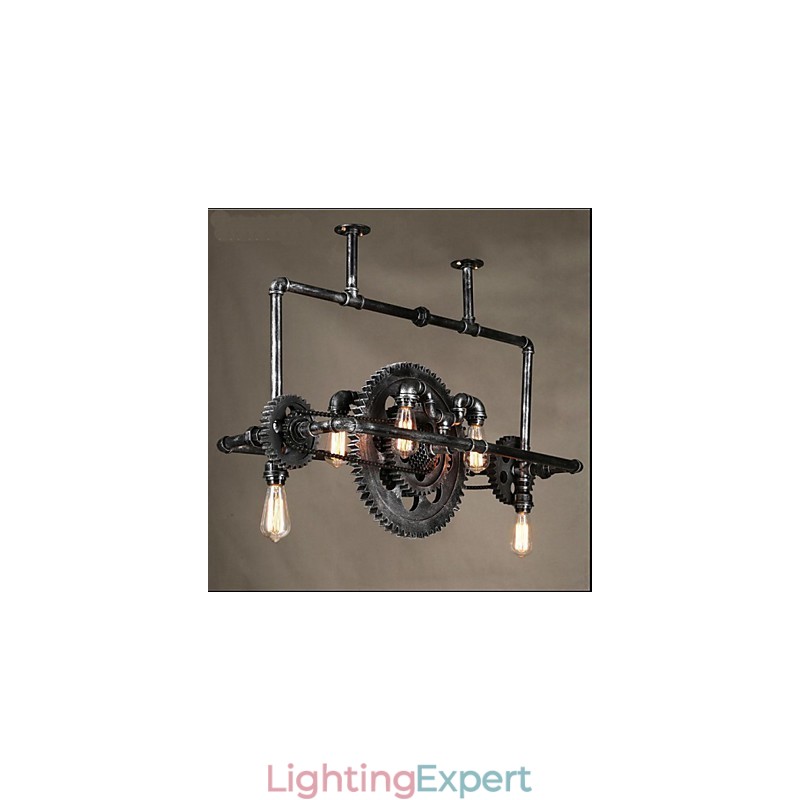 Iron Pipe Chandelier Industrial Wind gear Hanging Lamp