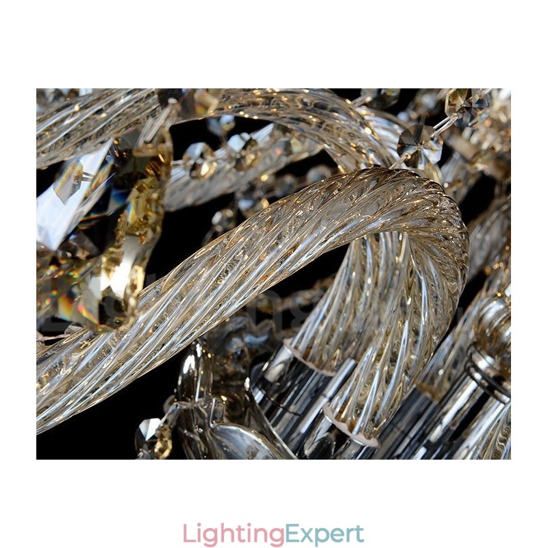 Retro Cognac Color K9 Crystal Modern Chandelier with 8 Lights