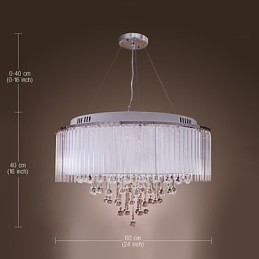 Modern Contemporary Drum Crystal Electroplated Pendant Light