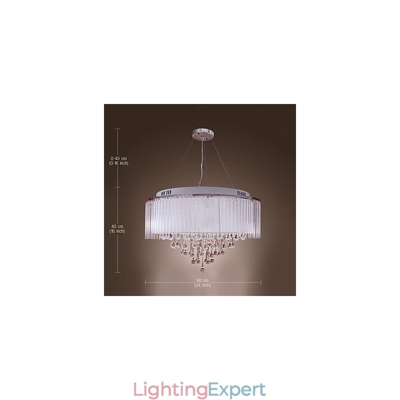 Modern Contemporary Drum Crystal Electroplated Pendant Light