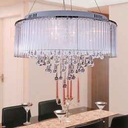 Modern Contemporary Drum Crystal Electroplated Pendant Light