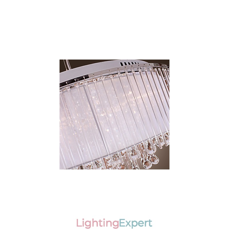 Modern Contemporary Drum Crystal Electroplated Pendant Light