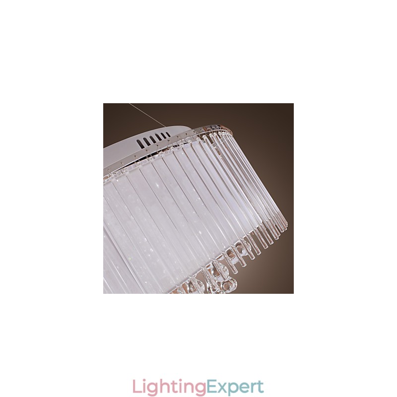 Modern Contemporary Drum Crystal Electroplated Pendant Light