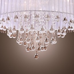 Modern Contemporary Drum Crystal Electroplated Pendant Light