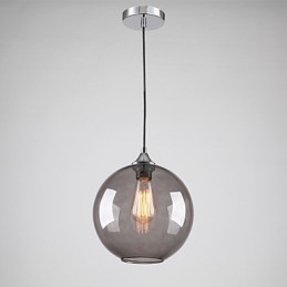 Modern Glass Pendant Light in Round Smoke grey Bubble Design