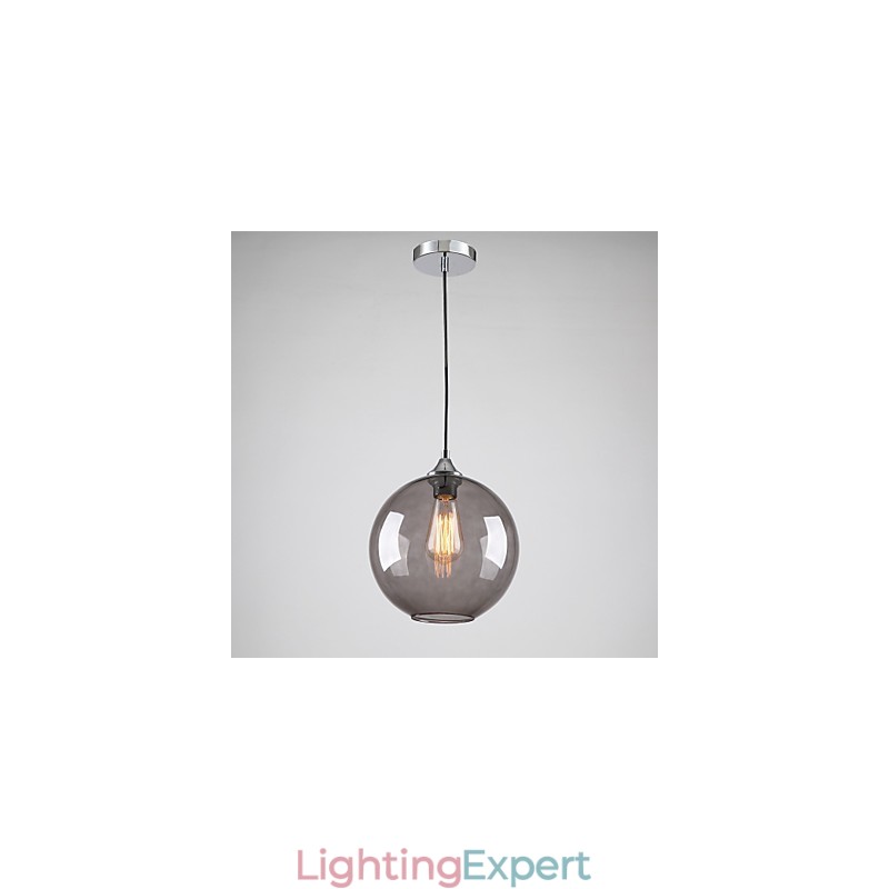 Modern Glass Pendant Light in Round Smoke grey Bubble Design