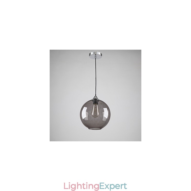 Modern Glass Pendant Light in Round Smoke grey Bubble Design