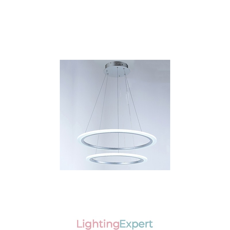 Acrylic Pendant Lamps Ceiling Hanging Chandelier Light Fixtures with 2 rings