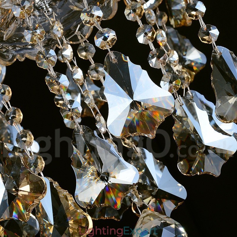 Retro Cognac Color K9 Crystal Modern Chandelier with 8 Lights