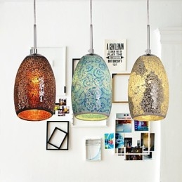 Traditional Classic Vintage Painting Metal Pendant Light
