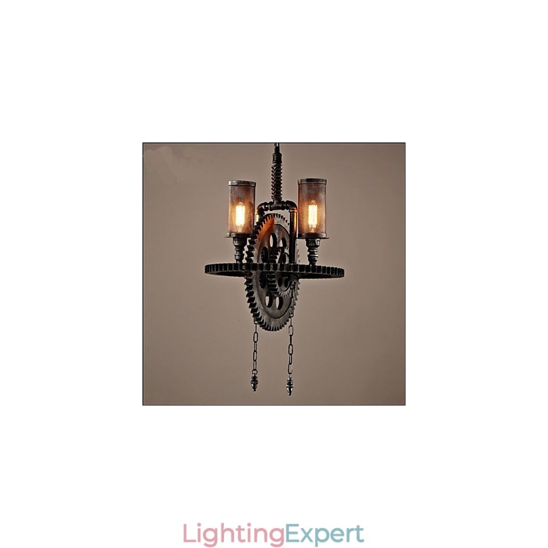 Industrial Wind Cafe Personalized Studio Gear Double Head Pendant