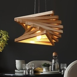 1Traditional Classic Country Mini Style Painting Wood Bamboo Pendant Light