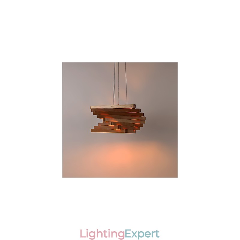 1Traditional Classic Country Mini Style Painting Wood Bamboo Pendant Light