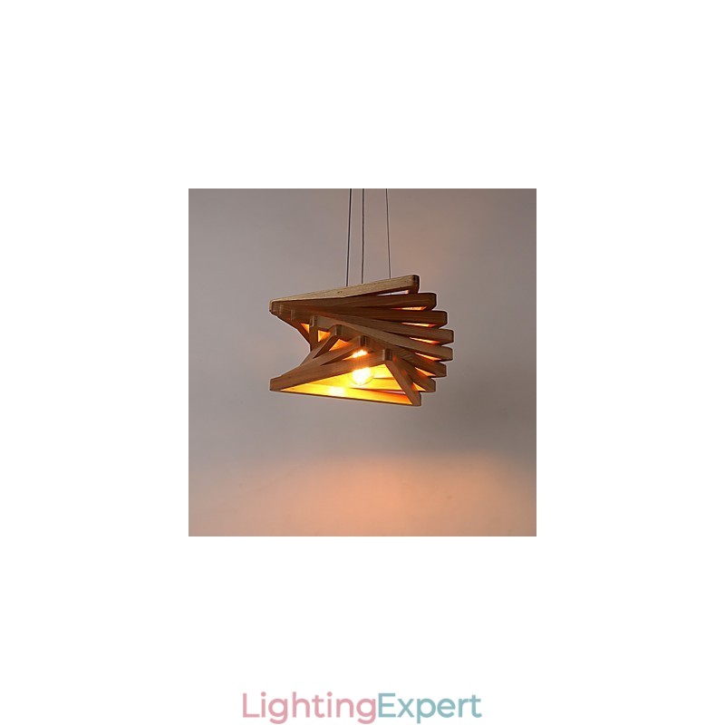 1Traditional Classic Country Mini Style Painting Wood Bamboo Pendant Light
