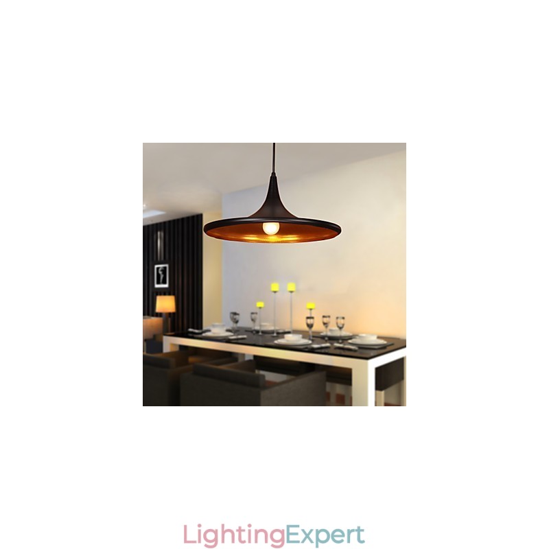 Comtemporary Aluminum Pendant Light with Black Shade
