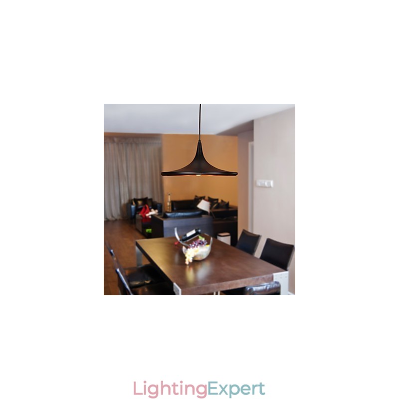 Comtemporary Aluminum Pendant Light with Black Shade