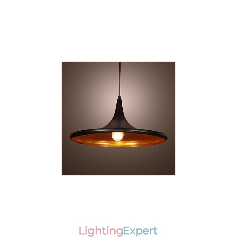 Comtemporary Aluminum Pendant Light with Black Shade