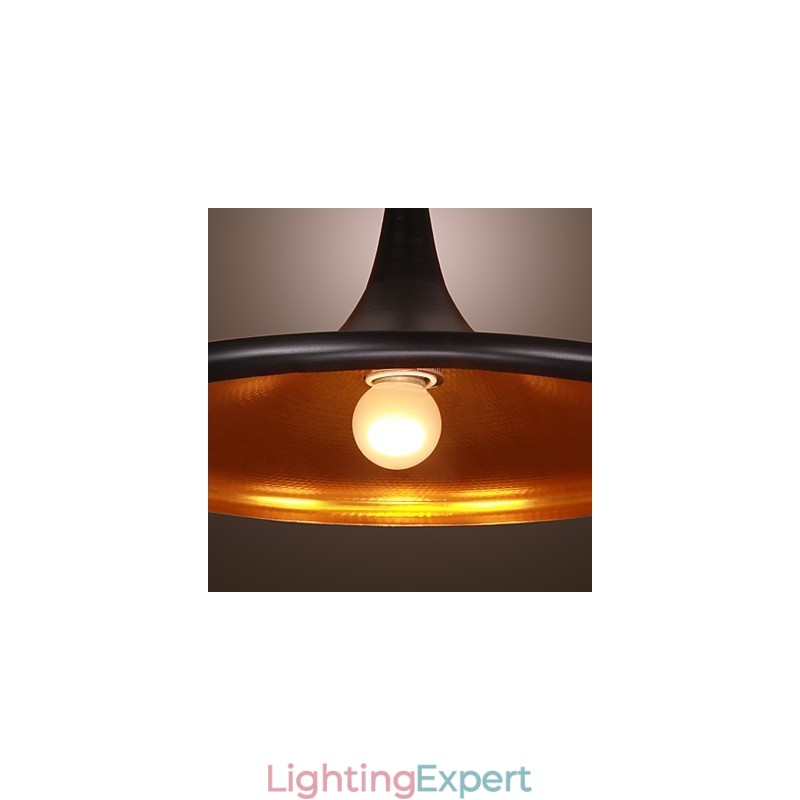 Comtemporary Aluminum Pendant Light with Black Shade