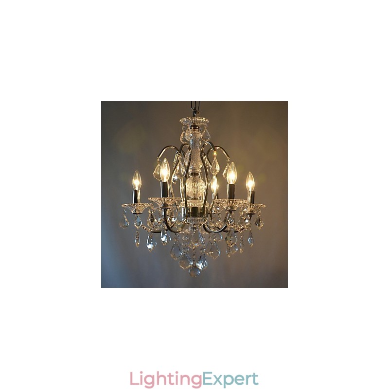 Traditional Classic Crystal Chrome Metal Chandelier