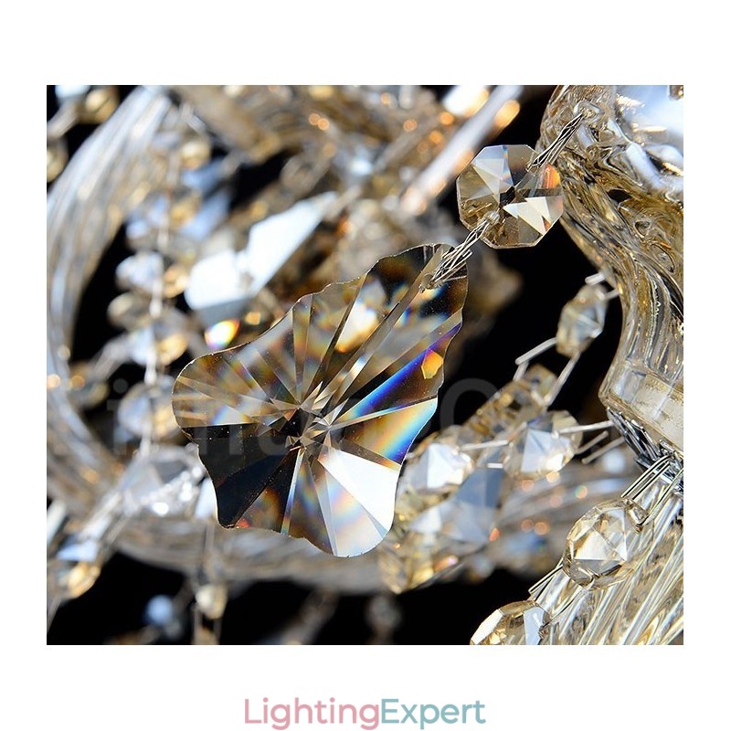 Retro Cognac Color K9 Crystal Modern Chandelier with 8 Lights