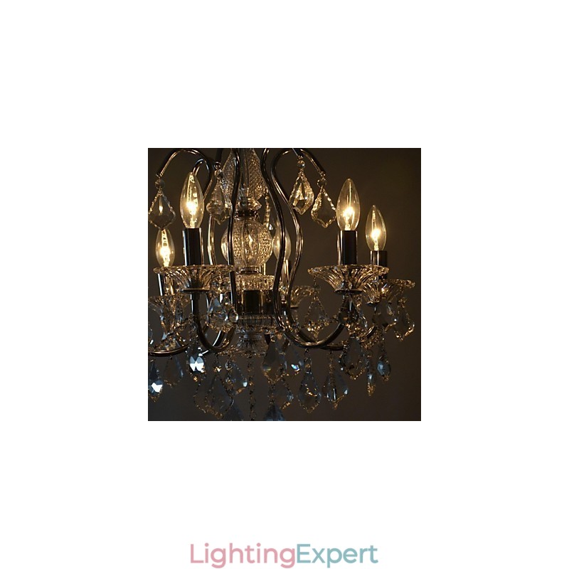 Traditional Classic Crystal Chrome Metal Chandelier