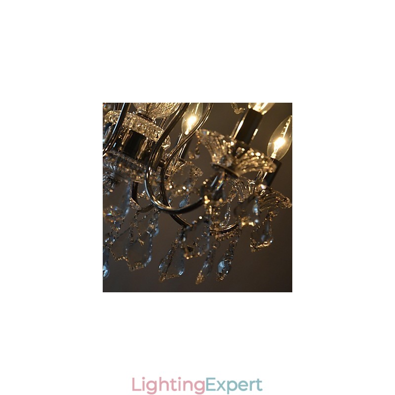 Traditional Classic Crystal Chrome Metal Chandelier