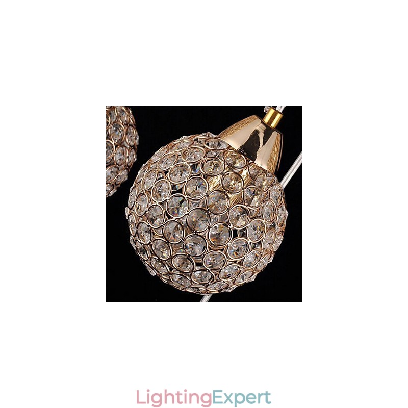 Modern Contemporary Globe Crystal Electroplated Metal Pendant Light