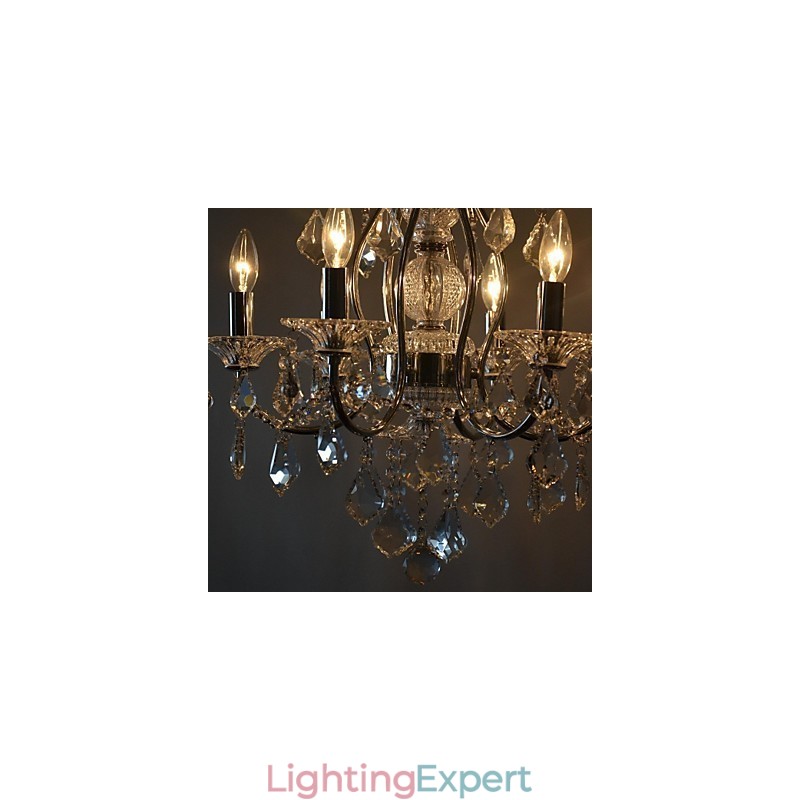 Traditional Classic Crystal Chrome Metal Chandelier