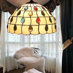 European Rural Creative Arts Stained Glass Chandelier Restoring Ancient Ways Lamp Light
