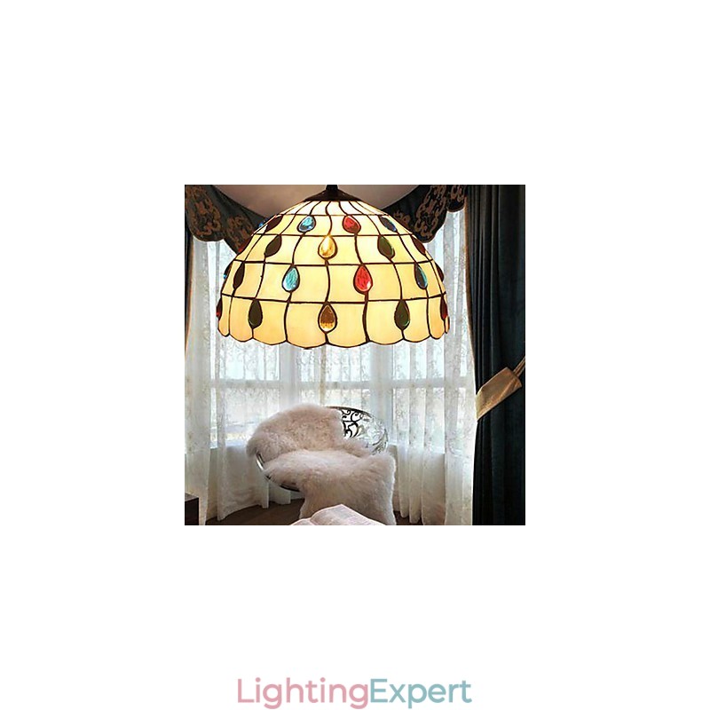 European Rural Creative Arts Stained Glass Chandelier Restoring Ancient Ways Lamp Light