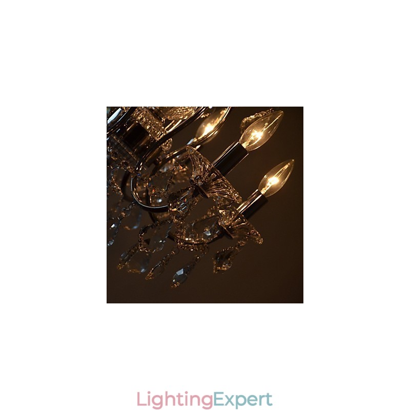 Traditional Classic Crystal Chrome Metal Chandelier