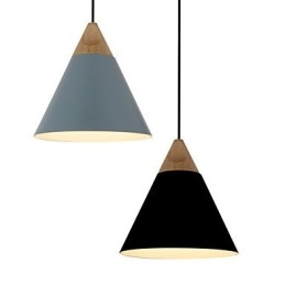 Mini Artistic Cone Pendant Lamp 1 Light Mordern Simplicity Finish Black White Dusty Blue Aluminum & Wooden Droplight