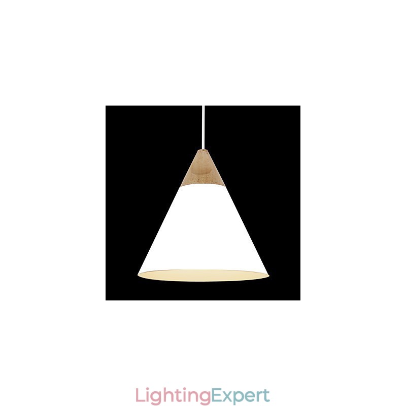 Mini Artistic Cone Pendant Lamp 1 Light Mordern Simplicity Finish Black White Dusty Blue Aluminum & Wooden Droplight