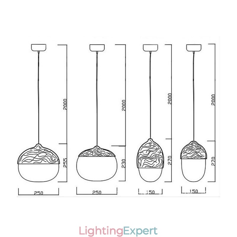 Nordic Contracted Mushroom Creative Nuts Single Head Glass Chandelier Lamp Light