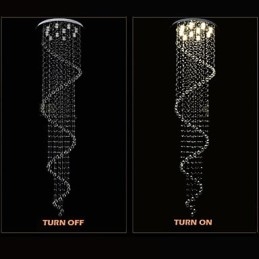 Modern Crystal Pendant Light Chandelier Lighting Lamps Fixtures with Single Spiral D70CM H250CM