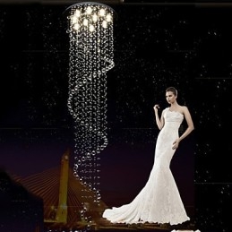 Modern Crystal Pendant Light Chandelier Lighting Lamps Fixtures with Single Spiral D70CM H250CM