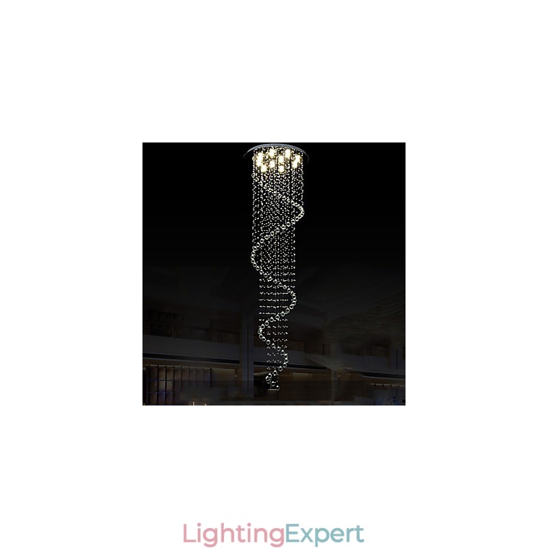 Modern Crystal Pendant Light Chandelier Lighting Lamps Fixtures with Single Spiral D70CM H250CM