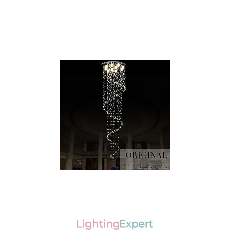 Modern Crystal Pendant Light Chandelier Lighting Lamps Fixtures with Single Spiral D70CM H250CM
