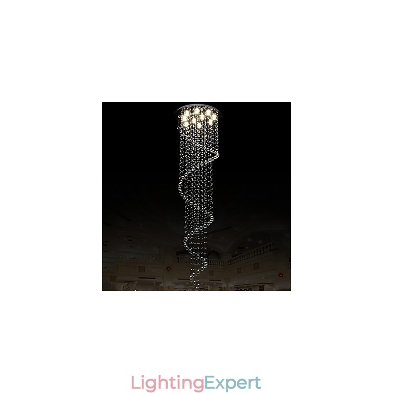 Modern Crystal Pendant Light Chandelier Lighting Lamps Fixtures with Single Spiral D70CM H250CM