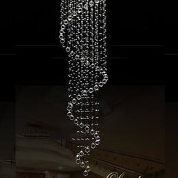 Modern Crystal Pendant Light Chandelier Lighting Lamps Fixtures with Single Spiral D70CM H250CM