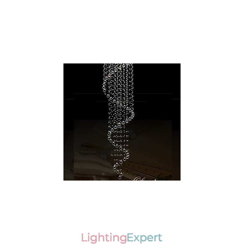 Modern Crystal Pendant Light Chandelier Lighting Lamps Fixtures with Single Spiral D70CM H250CM