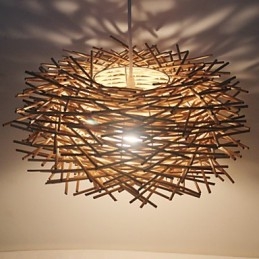 Modern Rural Cany Art Woven Rattan Single Head Droplight Lamp