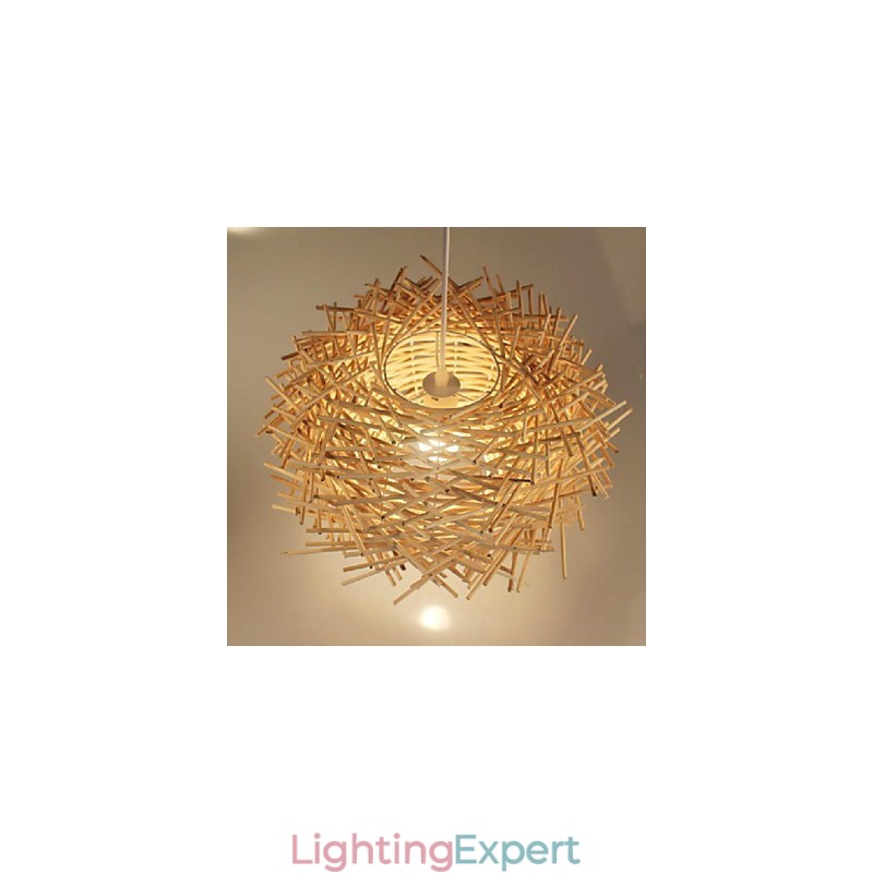 Modern Rural Cany Art Woven Rattan Single Head Droplight Lamp