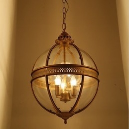 Iron Bronze Chandelier Lamp Glass