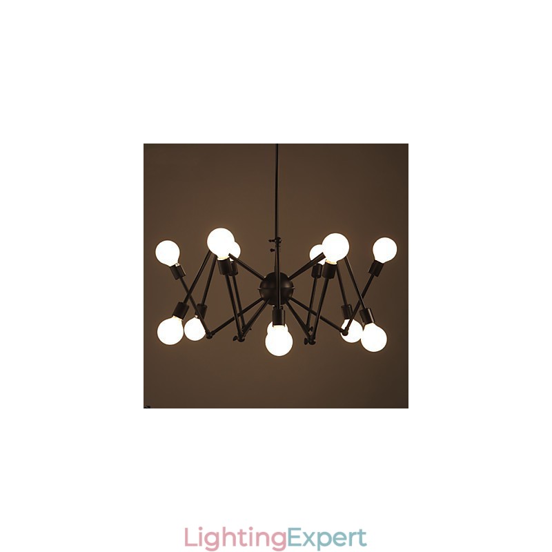 American Loft Black Lights Iron Spider Chandelier With 12 Heads