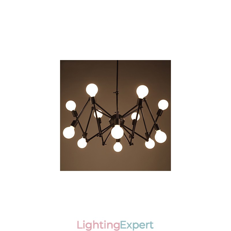American Loft Black Lights Iron Spider Chandelier With 12 Heads