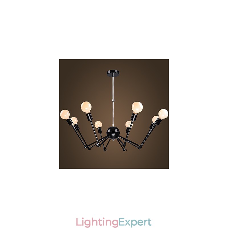 American Loft Black Lights Iron Spider Chandelier With 12 Heads