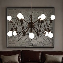 American Loft Black Lights Iron Spider Chandelier With 12 Heads